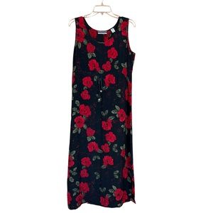 Amanda Smith Silk Rose Maxi Dress Women's Size M